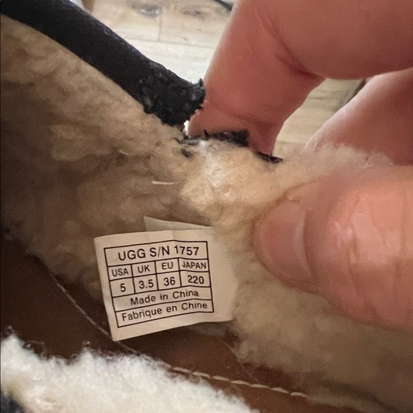 UGG Black Suede Shearling-Lined Slip-Ons - Picture 7 of 10